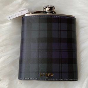 J. CREW Black Watch Plaid Sleeved Stainless Steel Flask
